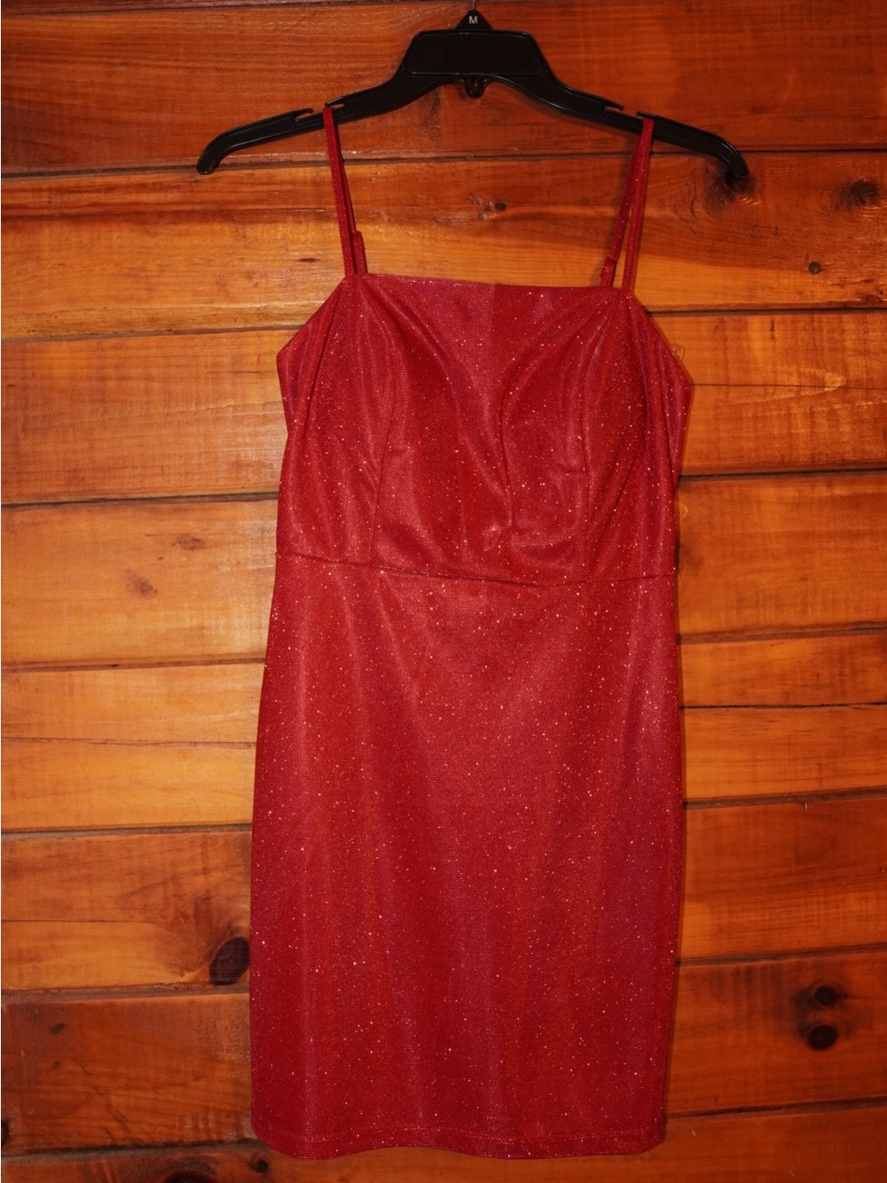 Sparkling Red Spaghetti Strap Mini Dress